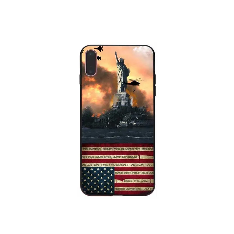 Американский флаг орел картина маслом мягкий чехол для мобильного телефона Apple