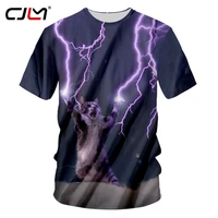 cjlm new summer 3d thundercat t shirt fearless kitten cat playing with flashing t shirts hiphop harajuku tees shirts tops unisex