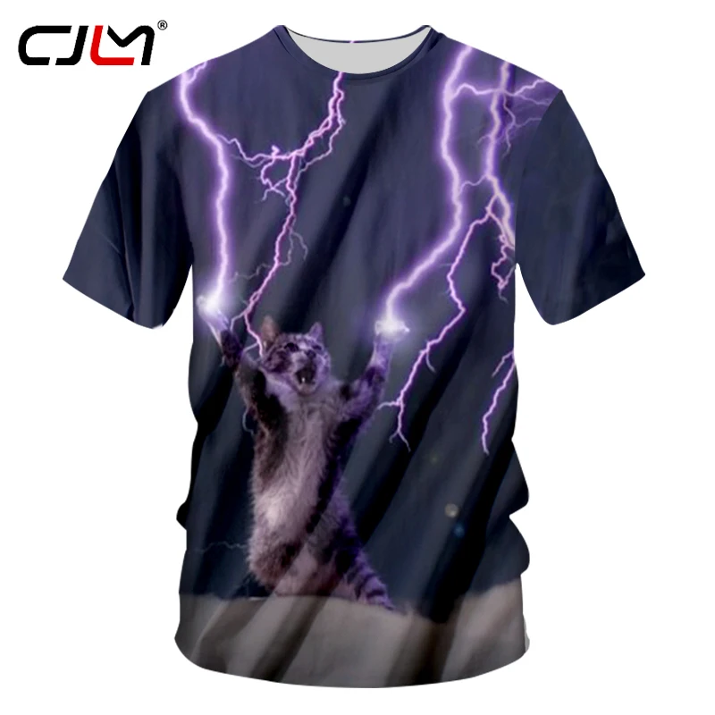 CJLM New Summer 3D Thundercat T Shirt Fearless Kitten Cat Playing With Flashing Shirts Hiphop Harajuku Tees Tops Unisex | Мужская одежда