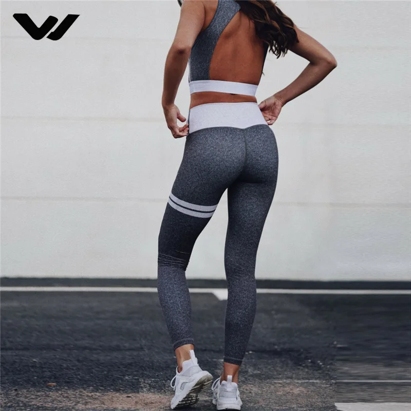 2pcs Sport Yoga Set Women Gym Clothing Patchwork Fitness Suit Female Running Sportswear Workout Clothes Sexy Backless | Спорт и