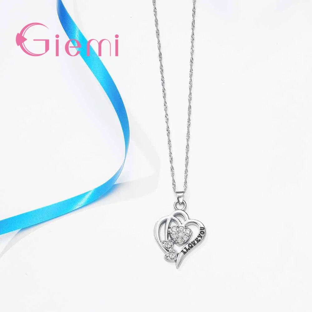 Engraved I Love You Alphabet Earrings Necklace Pendant Jewelry Sets New Retro Low Price Cubic Zircon 925 Sterling Silver | Украшения и