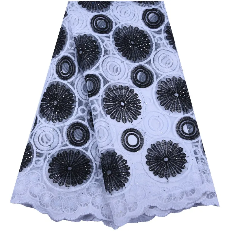 

Best Black And White Silk Milk Lace Embroidered Tulle Lace Fabric French Lace Fabric With Rhinestones African Lace Fabric S1564