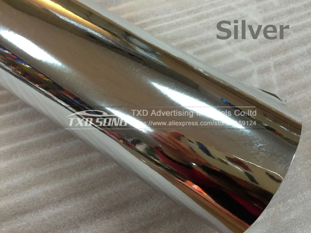 SILVER Высокая растягивающаяся Водонепроницаемая УФ-защита темно-синяя Хромовая зеркальная виниловая пленка, рулонная пленка для автомобиля, наклейка, лист - Название цвета: SILVER