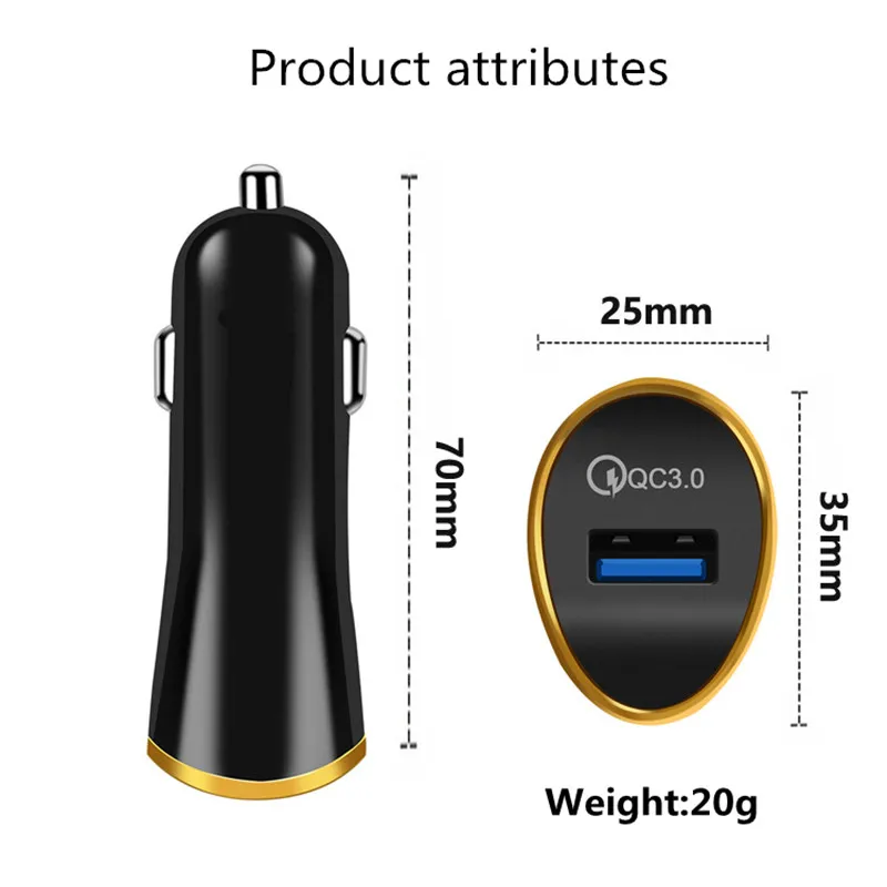 Автомобильное зарядное устройство Quick Charge 3 0 Mini USB мобильный телефон планшет GPS