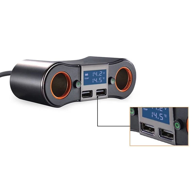 Автомобильного прикуривателя Мощность адаптер с двойной USB Порты и разъёмы чашка