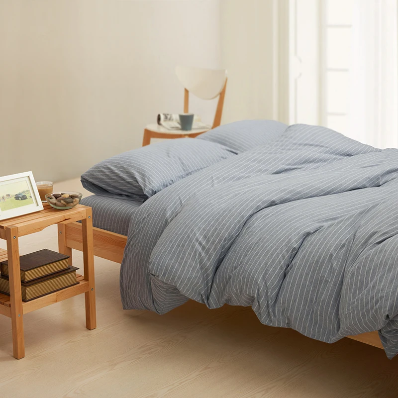 Комплект постельного белья Moden в синюю полоску 4 шт. хлопковое постельное белье