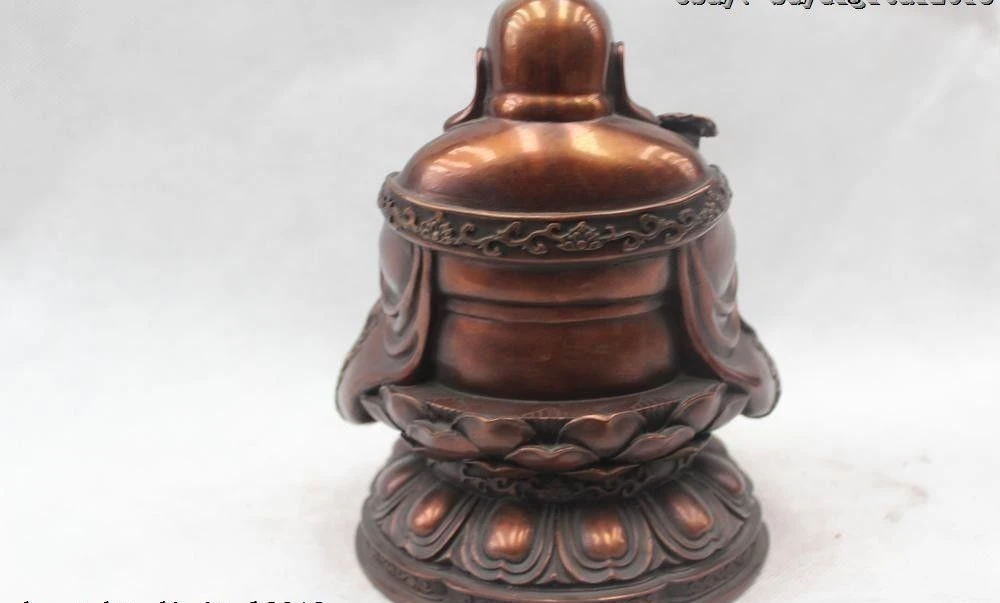8 &quotКитайский буддийский латунный Дракон Yuanbao счастливый смех Ru Yi Maitreya статуя