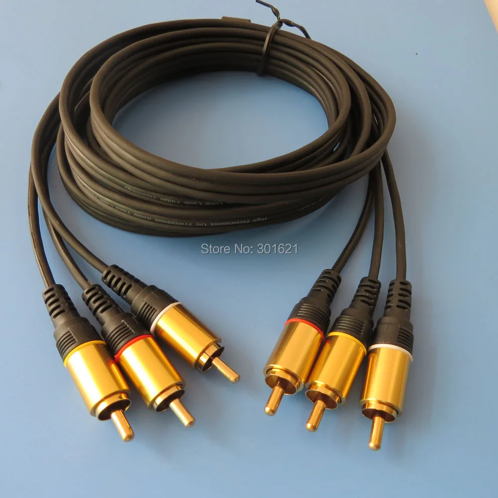 5 шт. 2 метра 6 футов 3RCA на аудио кабель позолоченный|audio cable gold plated|audio cable3rca |