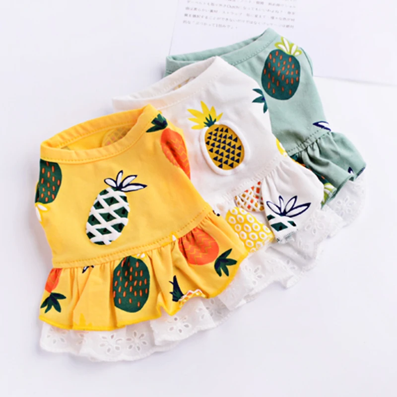 Pineapple Dog Clothes Couple Pet Clothing For Dogs Dress Spring Autumn Vest Shirt Puppy Pets | Дом и сад