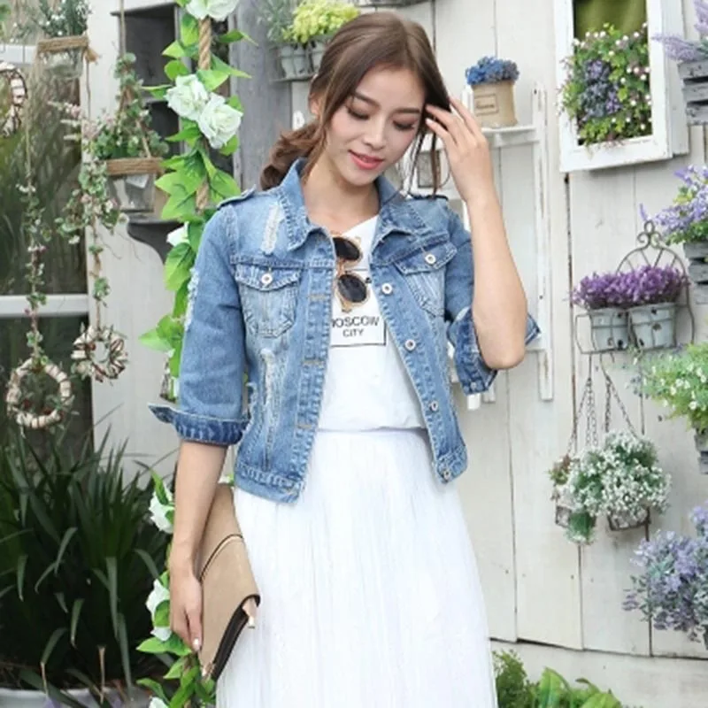 Женская короткая джинсовая куртка размера плюс 5xL Облегающая большого 2019 | одежда