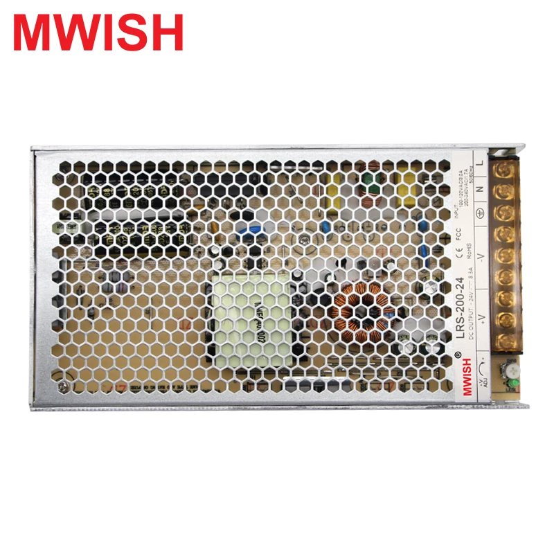 Mwish LRS импульсный источник питания LRS-200-24 один выход ac dc 200 Вт 24 В источника |