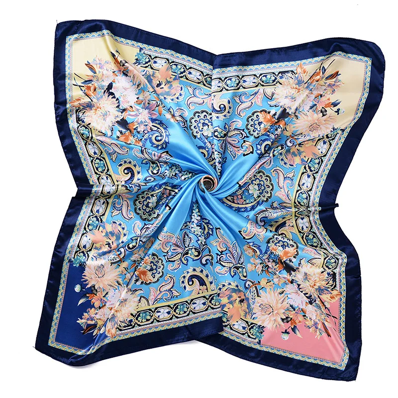 Квадратный атласный шелковый шарф 90x90 см Женский хиджаб Женские аксессуары шарфы