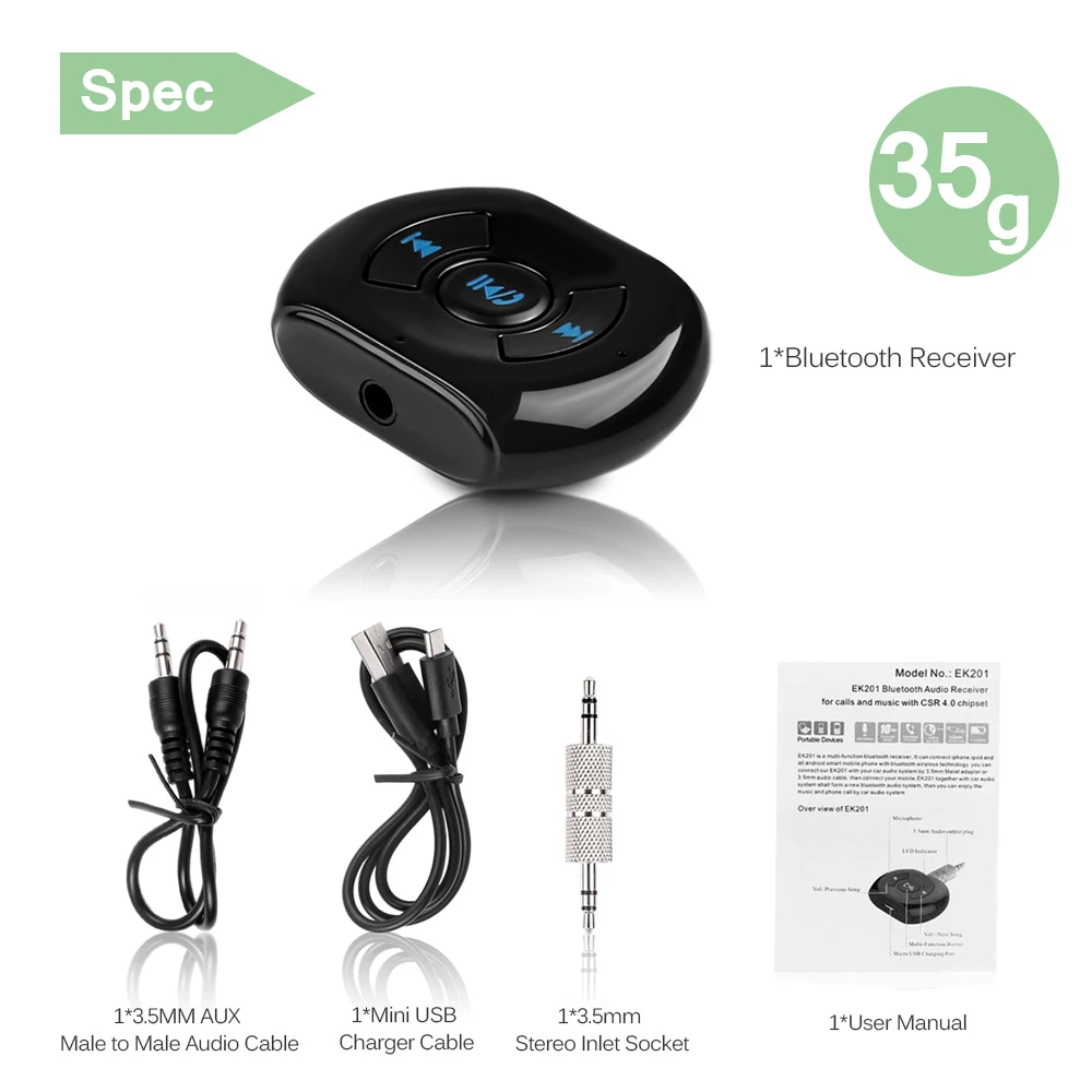 Автомобильный аудиоресивер с разъемом 3 5 мм Bluetooth 4 0 A2DP беспроводной приемник