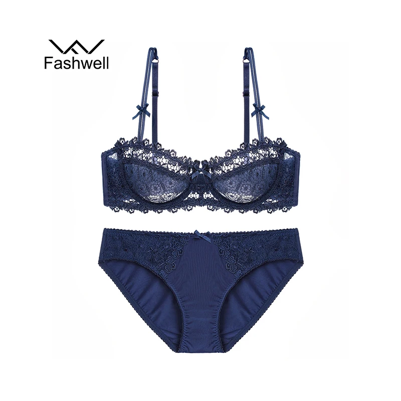 Fashwell Высокое качество полые тонкие чашки прозрачный кружевной бюстгальтер набор