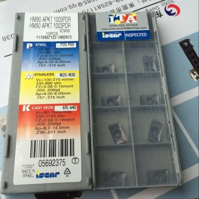 100 шт./компл. ВСТАВКИ APKT 1003 PDR IC908 Карбида Фрезерные Вставляет ЧПУ Инструмент