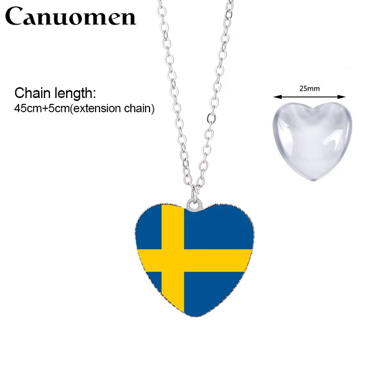 Canuomen Finland кулон в форме флага ожерелья 25 мм сердце стекло кабошон Швеция Вануату