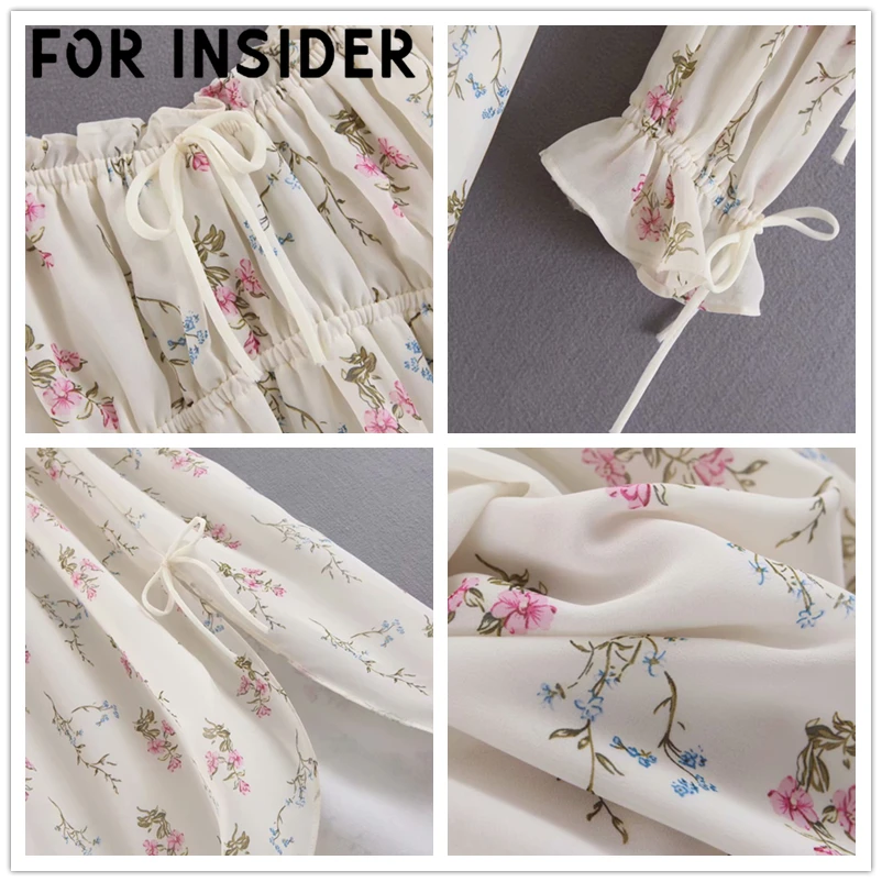 Для Insider Boho кружевное цветочное шифоновое платье миди с вырезами и оборками