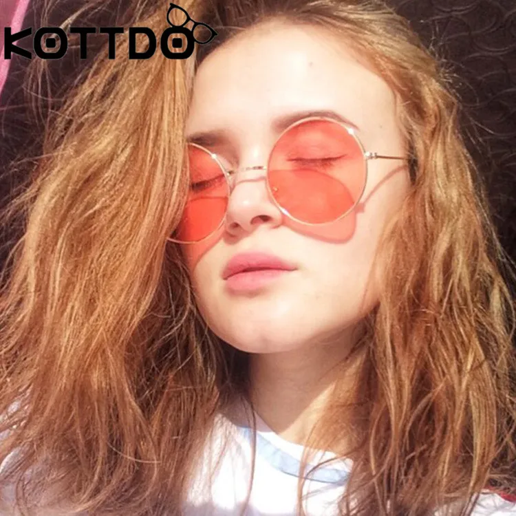 KOTTDO Лидер продаж металлические круглые женские солнцезащитные очки Брендовые