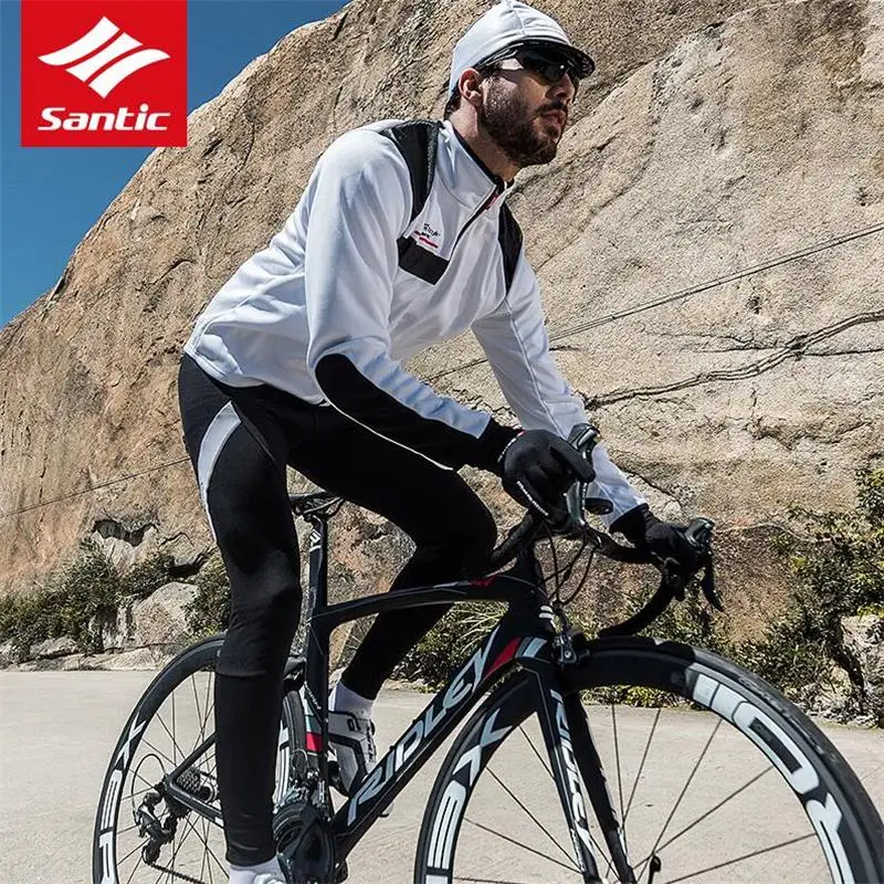 Santic Мужская зимняя теплая ветрозащитная велосипедная куртка MTB ветровка