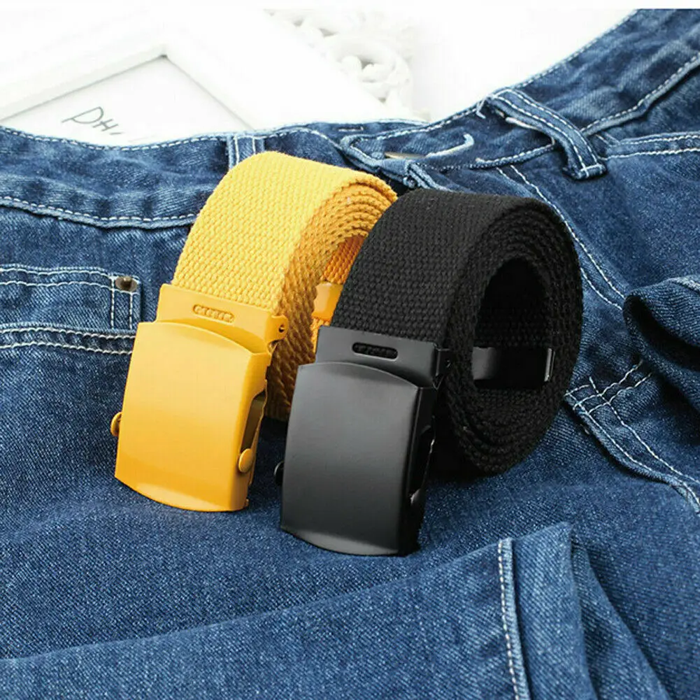 Нежная мужская и женская модная парусиновая ткань серебряный ремень с пряжкой