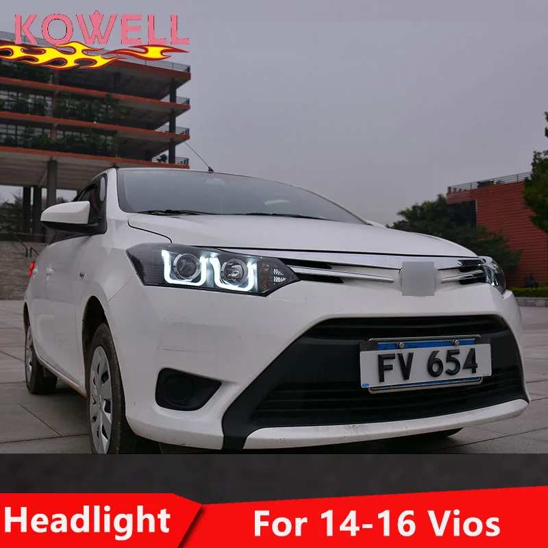 KOWELL стайлинга автомобилей для Toyota Vios фары- Vios Светодиодные фары фара светодиодный проектор DRL фар H7 Биксеноновая разрядная лампа высокой интенсивности