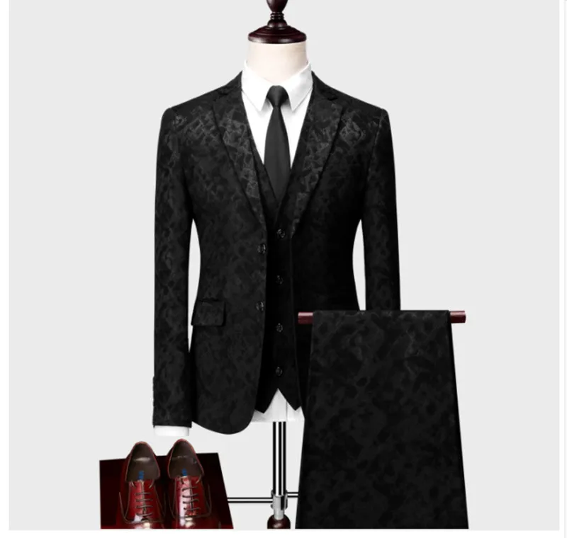 Куртка+ жилет+ брюки) мужские костюмы Бизнес Slim fit повседневные мужские свадебные костюмы платье мужские вечерние костюмы вышивка M-6XL