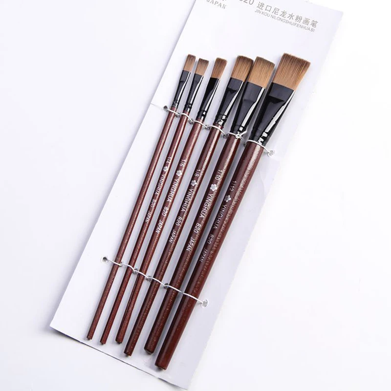 6 pcs 6 шт./компл. художник нейлоновые кисти для рисования Ручка Кисть для рисования для обучения нанесению акрила и масло канцелярские товары для рукоделия аксессуары для офиса кисть инструмент - Цвет: 6 pcs