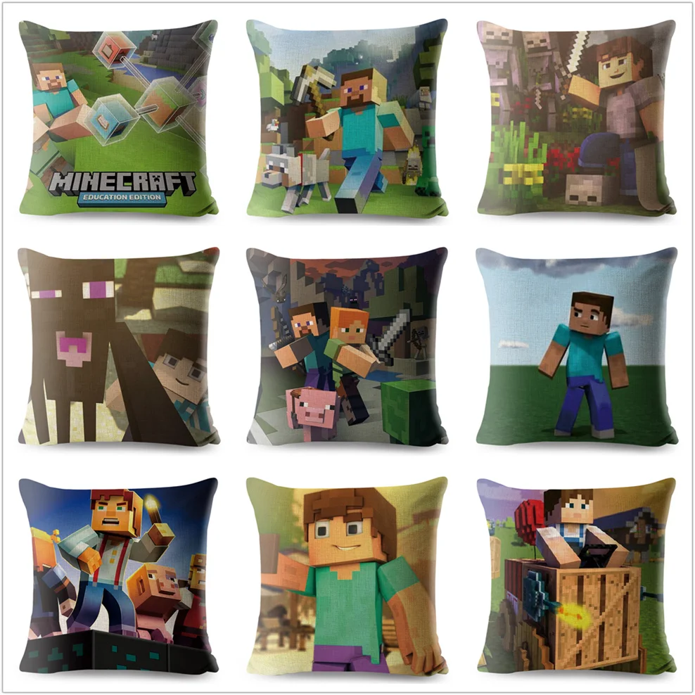 Minecraft Геометрические печати Чехлы 45*45 см квадратный наволочка льняная подушки Car