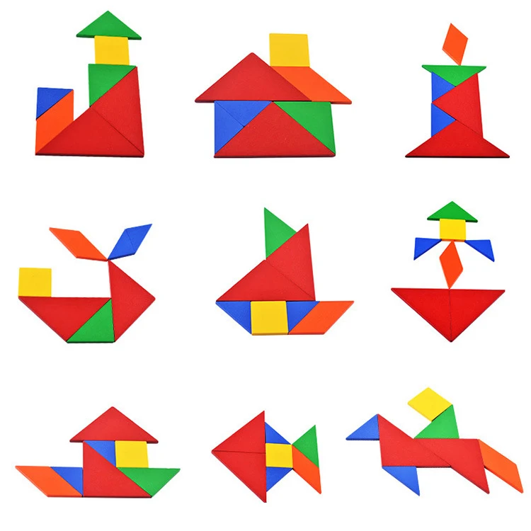 Chanycore Детские Обучающие Развивающие деревянные игрушки пазл Tangram Форма 32 шт