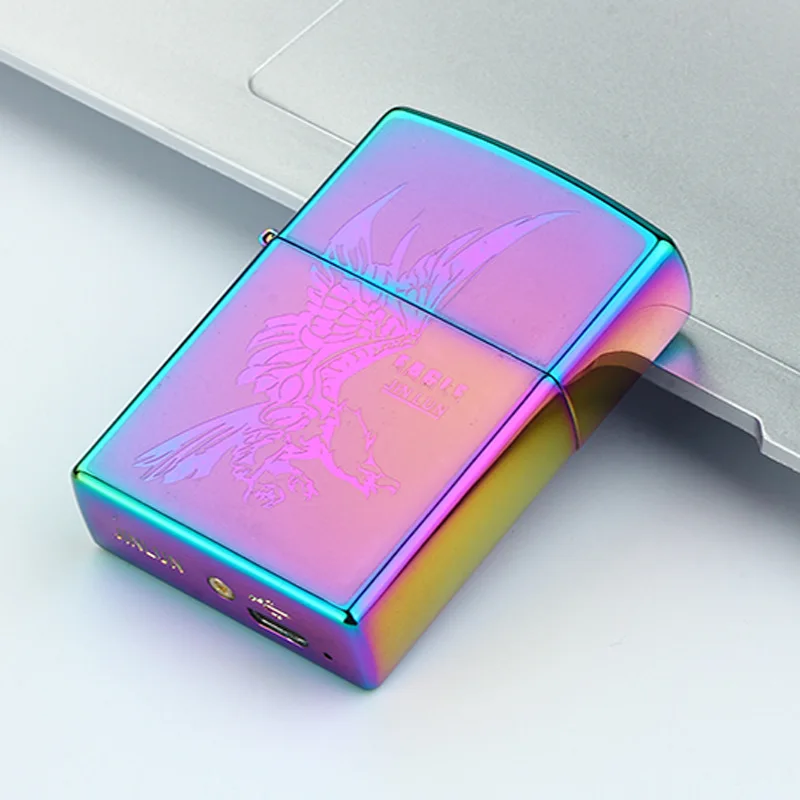 Креативные USB ветрозащитные зажигалки классический металлический штамп зарядка