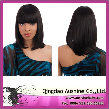 silky straight indian remy hair lace wig with bangs |