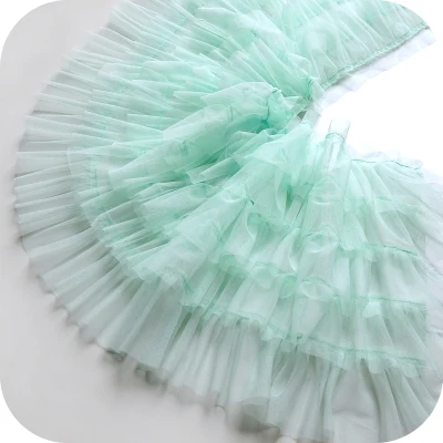 Mint green 1 ярд, хорошее качество, мягкие оборки, шифон, кружевная отделка для детского платья, сетка, кружево, сделай сам, кукольная юбка, кружевная ткань, Пришивные аксессуары для одежды - Цвет: Mint green