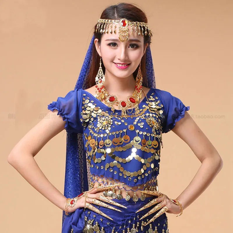 Женский костюм для танца живота шифоновый топ с короткими рукавами-фонариками и