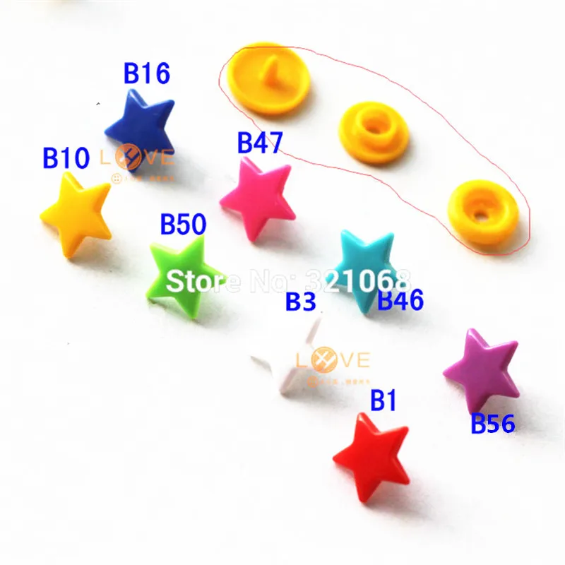 150 Sets of KAM Plastic Snap Button Baby Diapers with Mixed Five-pointed Star Type - 15 Colors image 5