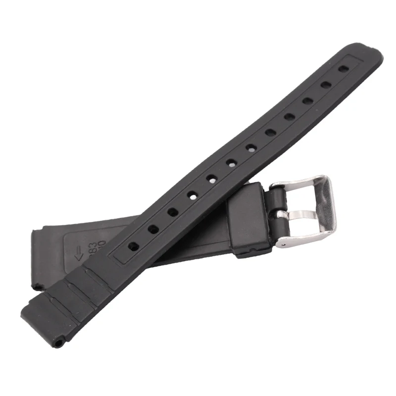 Silicone Watchband Women Men Black Sport Diving Watch Band Strap With Stainless Steel 16mm 18mm 20mm