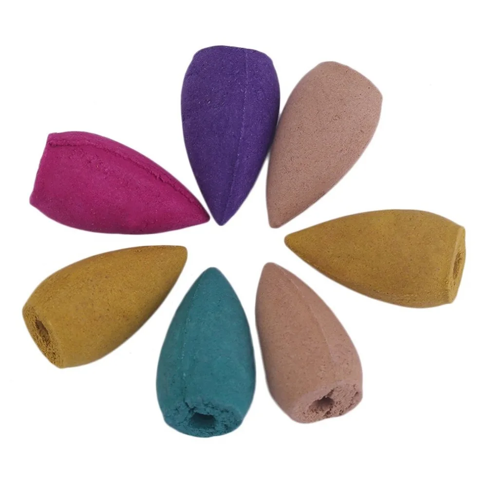 50pcs Bullet Backflow Incenses Sandalwood Tower Incense Burner Fragrant Reflux Aromatherapy Cones Household Perfume