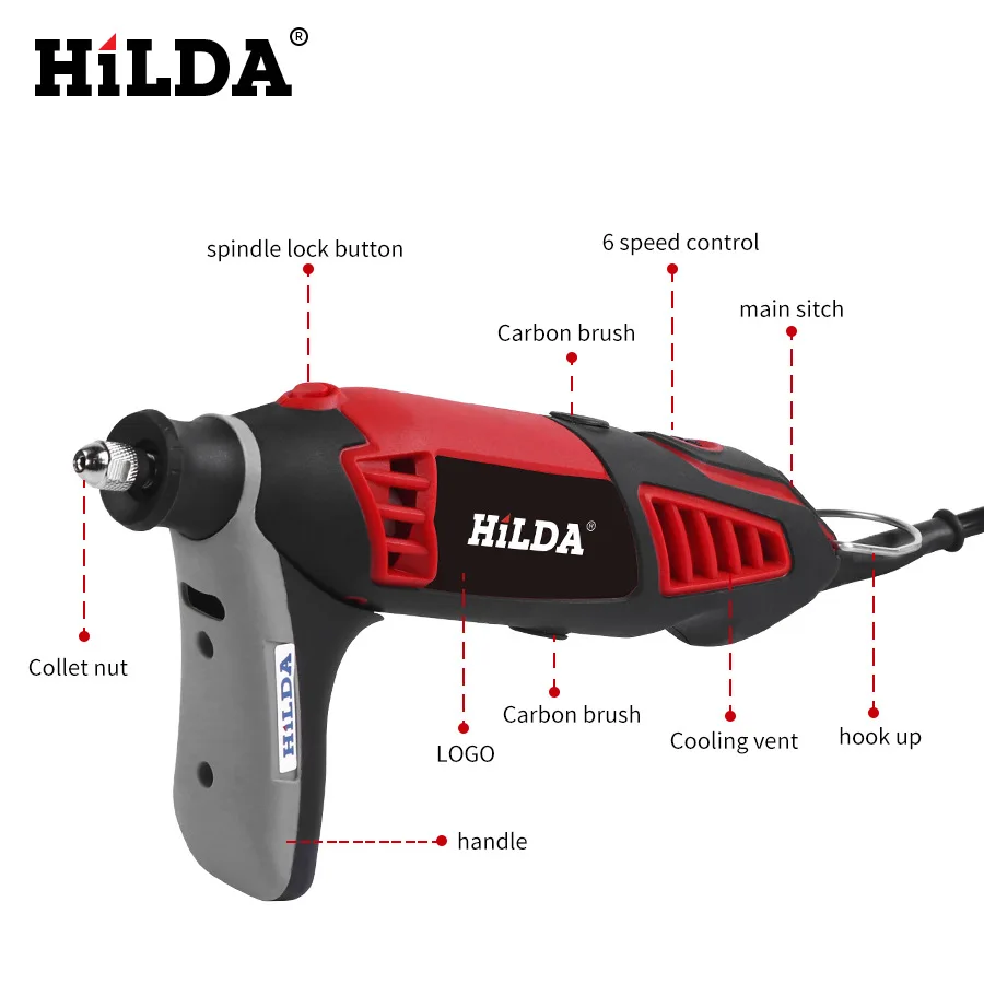 Плагин высокой мощности Электрический шлифовальный Hilda-350w электрический