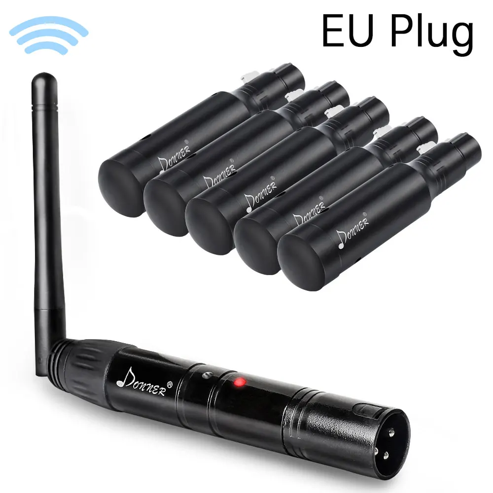 Donner 2,4G DMX512 беспроводной передатчик и приемник встроенный аккумулятор черный - Цвет: EU 1-5