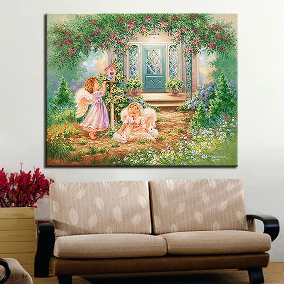 По номерам Картина маслом DIY наборы Рисование маленький ангел девочка играющая в