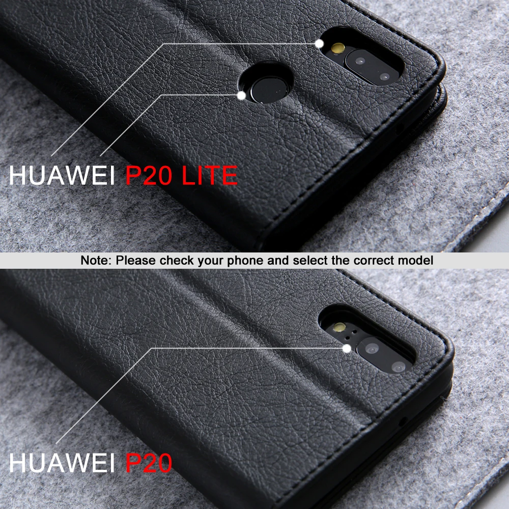 Черный кожаный чехол для Coque Huawei P20 p20 lite с магнитом откидной Чехол Funda Lite серый Borwn