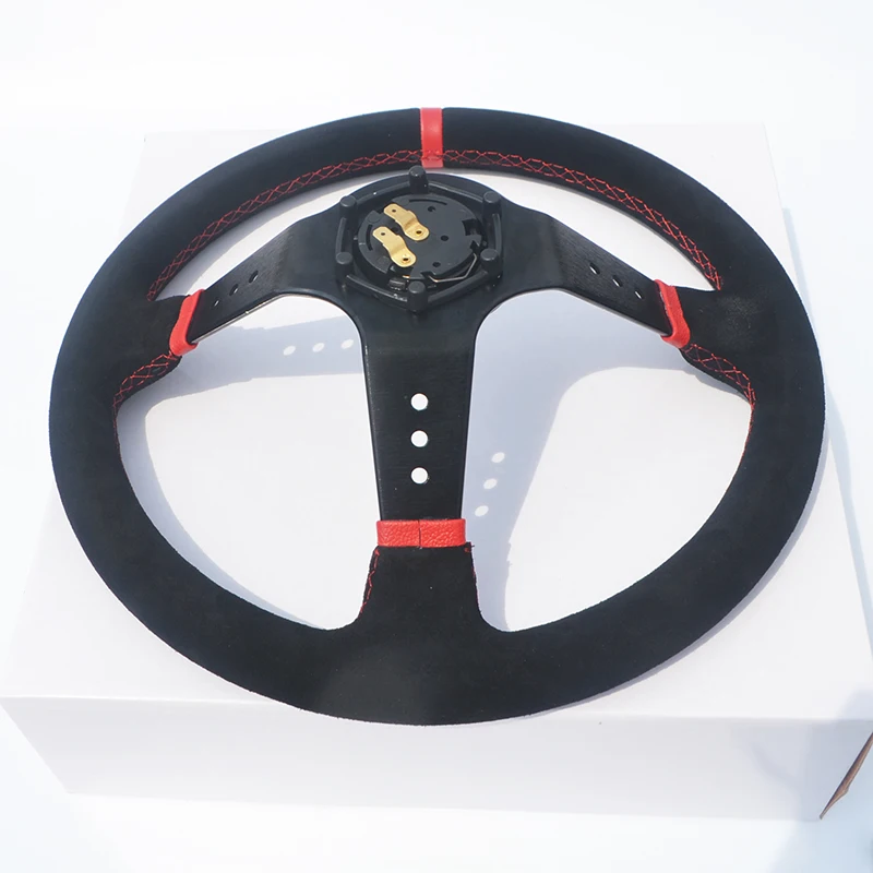 Бесплатная доставка Гоночное рулевое колесо LYJ Deep Dish 350 мм 6 отверстий замшевое