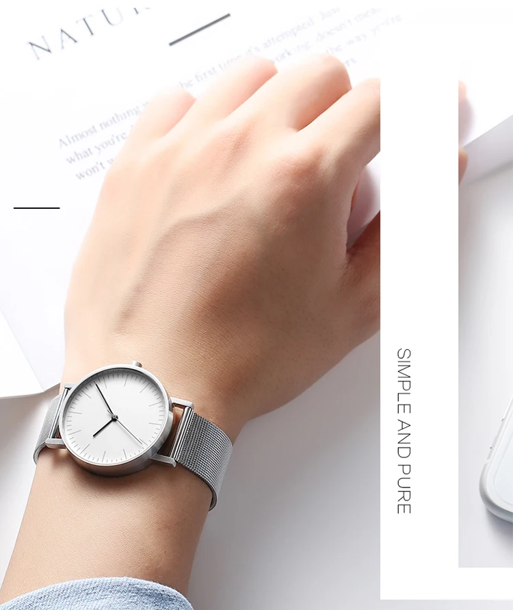 Bauhaus минималистичные стильные кожаные часы Swiss Rhonda 763 минимальное движение 36 мм нержавеющая сталь Meshbelt пара часов