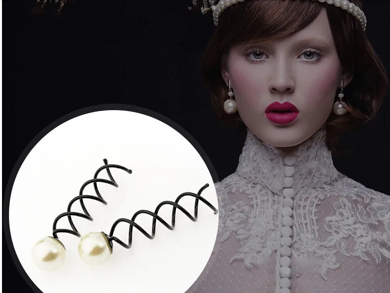 1 шт. Шпилька для волос с имитацией жемчуга|headdress jewelry|pearl spiralhairpin jewelry |