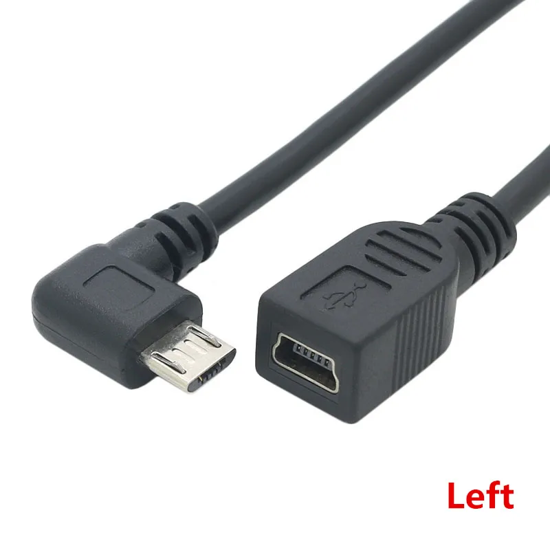 0 25 м 90 градусов правый левый вверх вниз Угловой Micro USB 2 штекер к мини 5 контактный