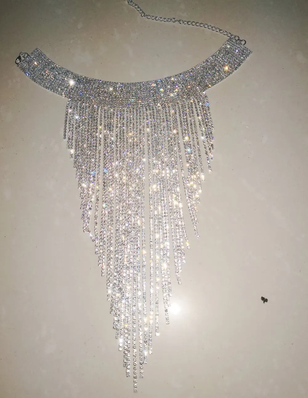 Женский горный хрусталь кристалл бахрома Чокеры Шарф Ожерелье Bling Свадебные украшения для танца живота аксессуары для танцев