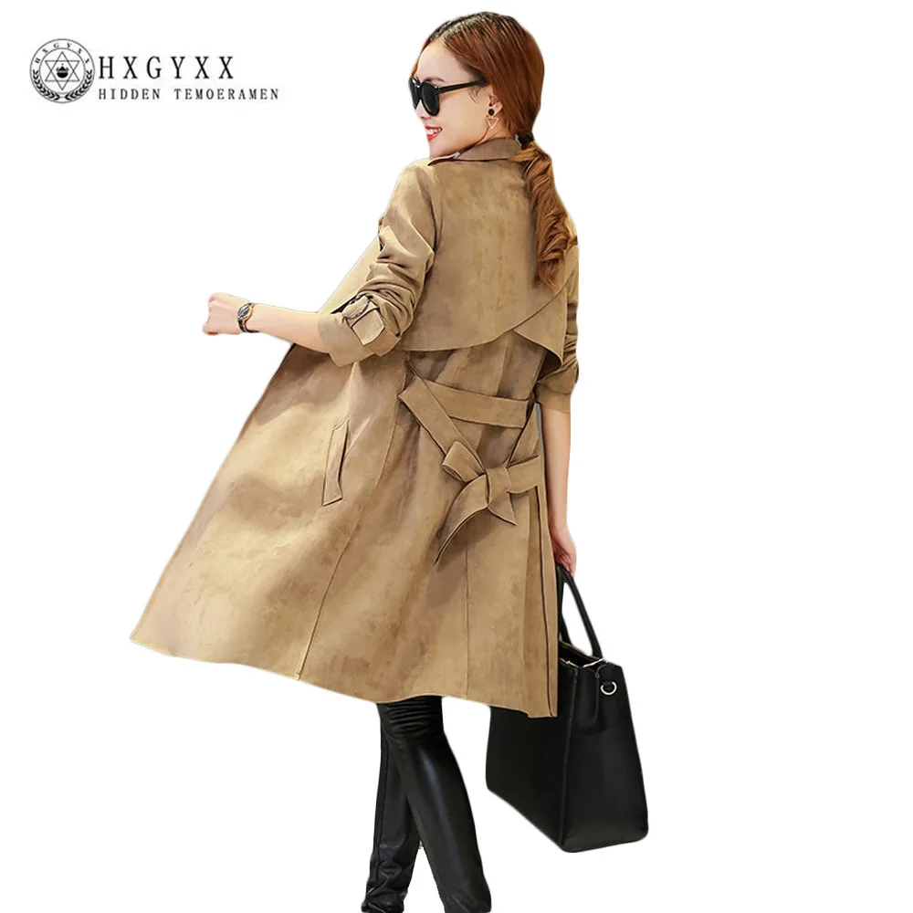 Новое модное элегантное осеннее длинное пальто замшевое 2020 женское однотонное