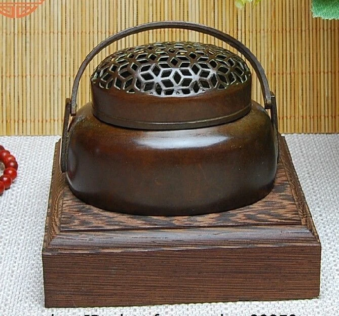 8 см Китайская красная медь буддизм декоративная статуя дворца курильница | Дом и