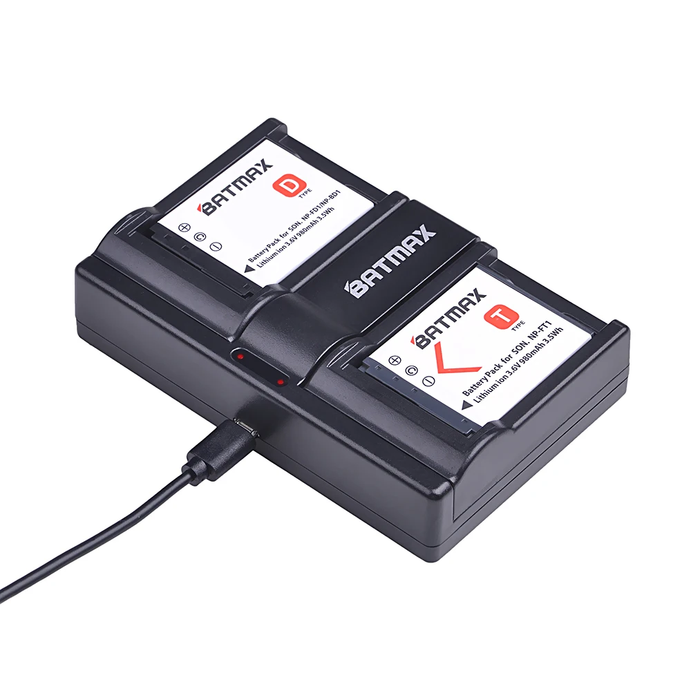 Внешняя Аккумуляторная Батарея Batmax 2 шт. 980 мАч и зарядное устройство с двумя USB