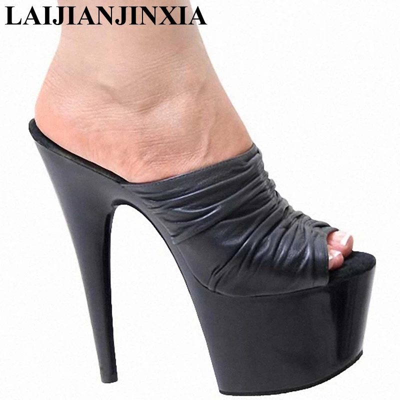 Shoes Sexy 17cm Ultra High Heels Slippers Platform Sexy Stiletto High Heel Shoes 7 Inch Women Dance Shoes G-053