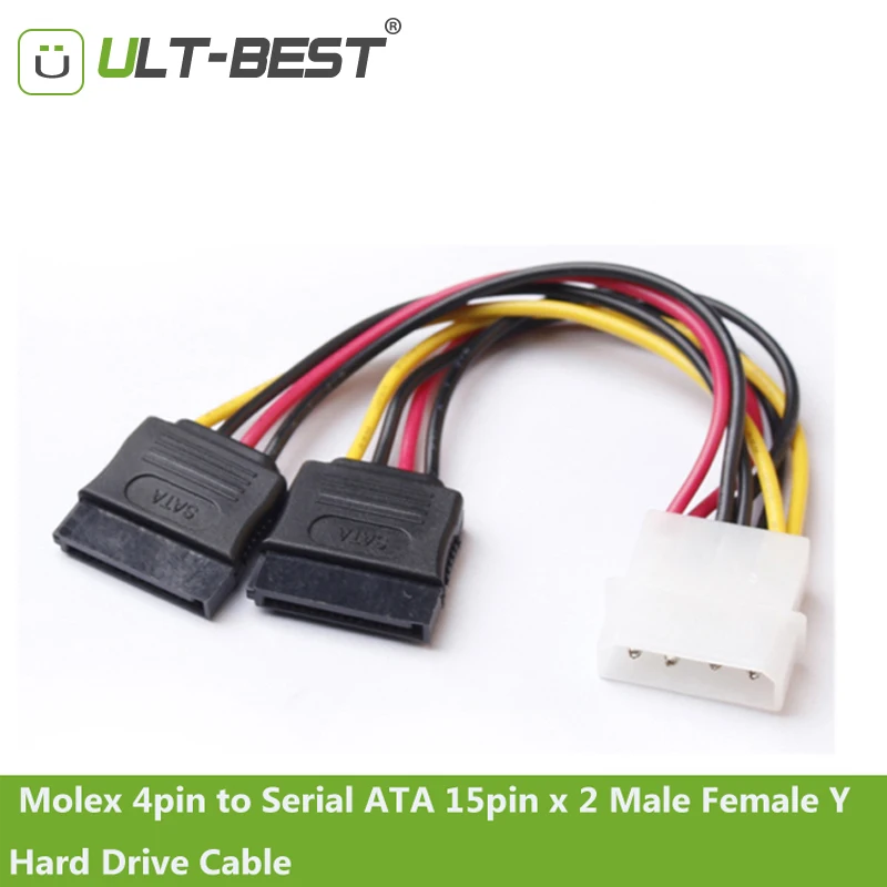 ULT-BEST 10 шт. SATA IDE кабель разделителя питания Molex 4pin to Serial ATA 15pin x 2 Male Female Y жесткий